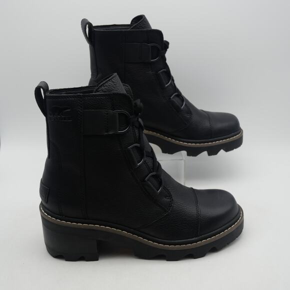 NEW Sorel Women's 7 Joan Now Lace Waterproof Boot Black Leather NO BOX - Picture 7 of 11